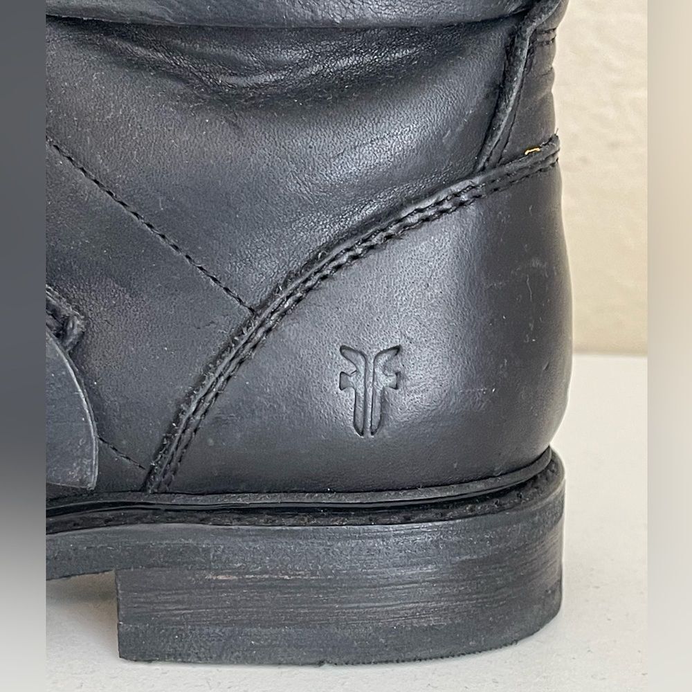 FRYE Veronica black leather combat Tanker Moto Boot 7 - Picture 11 of 17